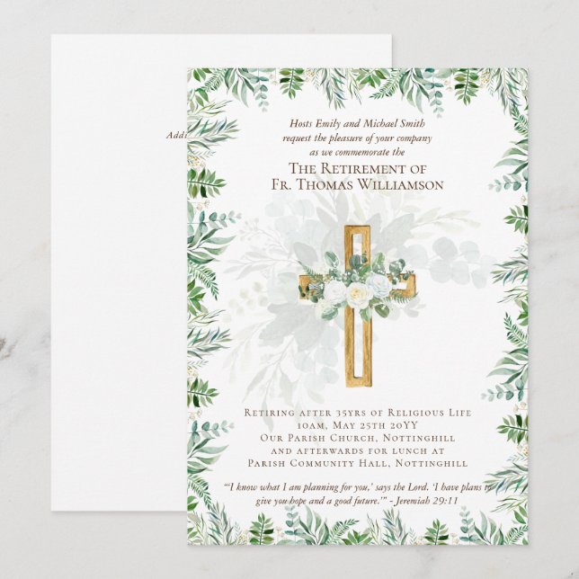Priest Pastor Deacon Minister Retirement Invites (Front/Back)