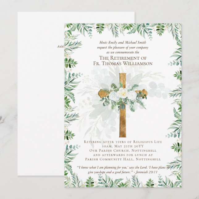 Priest Pastor Deacon Minister Retirement Invites (Front/Back)