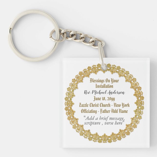Priest Pastor Installation Keychain Personalised (Front)