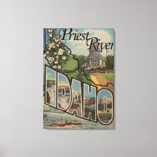 Priest River, Idaho - Large Letter Scenes Canvas Print