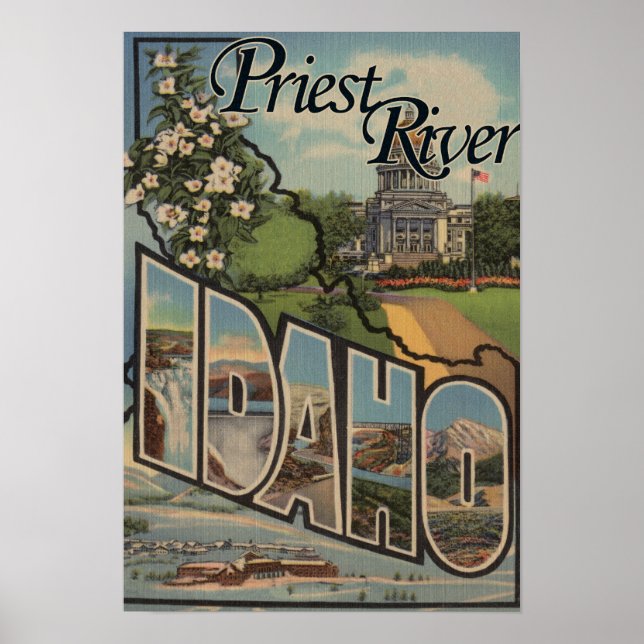Priest River, Idaho - Large Letter Scenes Poster (Front)