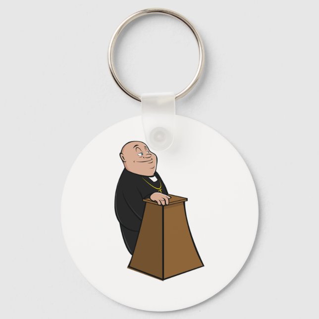 Priest Standing At A Pulpit Key Ring (Front)
