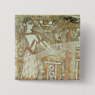 Priestess at an altar, detail from a 15 cm square badge