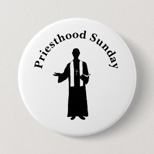 Priesthood Sunday Button of Priest with Bible     