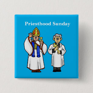 Priesthood Sunday Button with Two Happy Priests