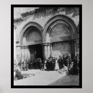 Priests in front of Holy Sepulchre Jerusalem 1880 Poster