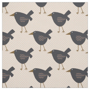 Prim Black Crows on Polka Dotted Background Fabric
