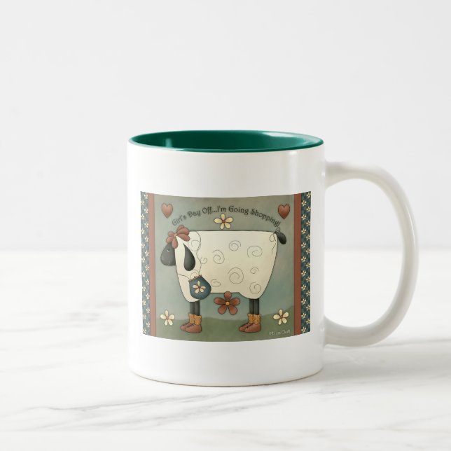 Prim Country Sheep Coffee Mug (Right)