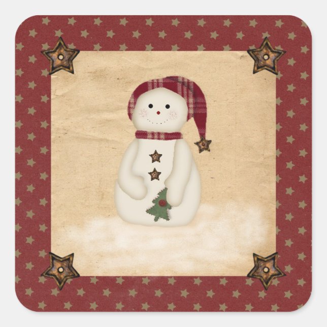 Prim Country Snowman Sticker (Front)