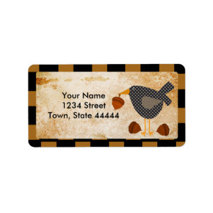 Prim Crow and Acorns Address Labels