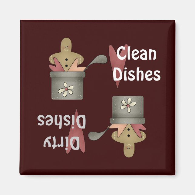 Prim Pots Clean Dirty Dishes Magnet (Front)