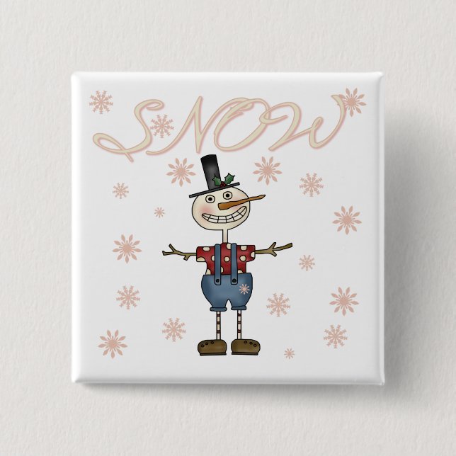 Prim Snowman Tshirts and Gifts 15 Cm Square Badge (Front)