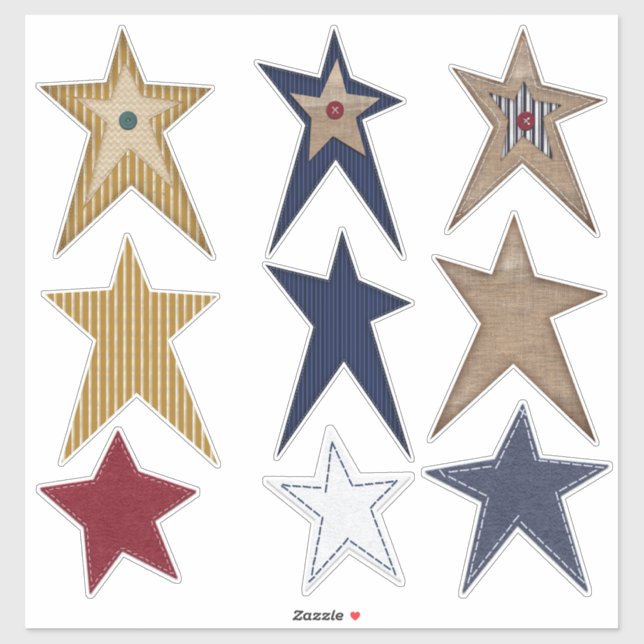 Prim Stars Felt Look Burlap Look Fun (Sheet)