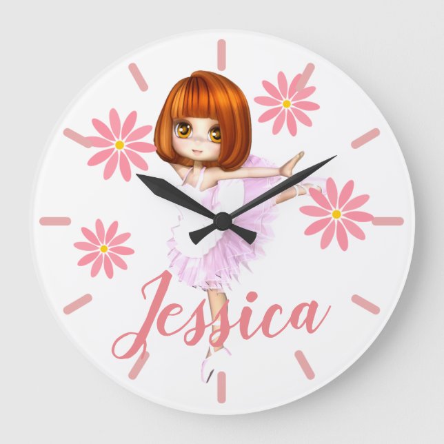 Prima Ballerina all in Pink ! Custom Large Clock (Front)