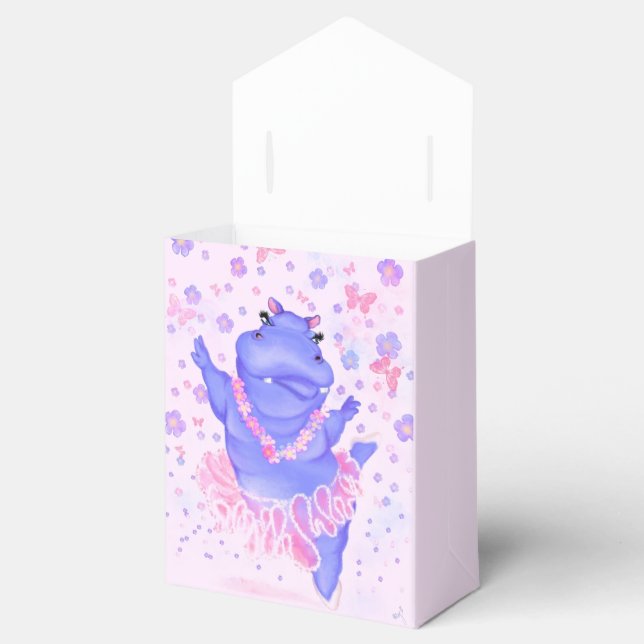 Prima Ballerina Hippo - Add Your Name / Text Favour Box (Opened)