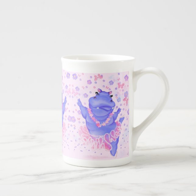 Prima Ballerina Hippo - Happy Dancer - Bone China Mug (Right)