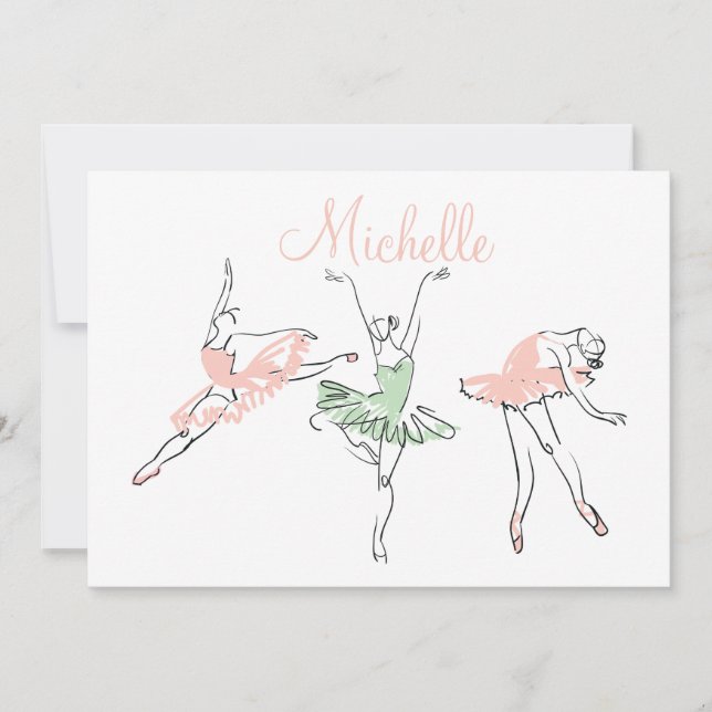 Prima Ballerina Personalised Stationery Card (Front)