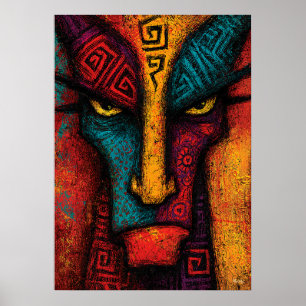 Primal Archetype Face Abstract Art – Expressionist Poster