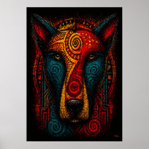 Primal Dog Totem Abstract Art – Expressionist Poster