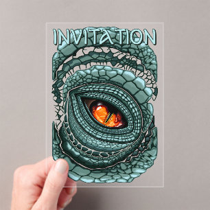 Primal Reptile Predator Eye Acrylic Invitations