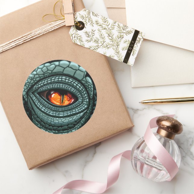 Primal Reptile Predator Eye Classic Round Sticker (Gifting)