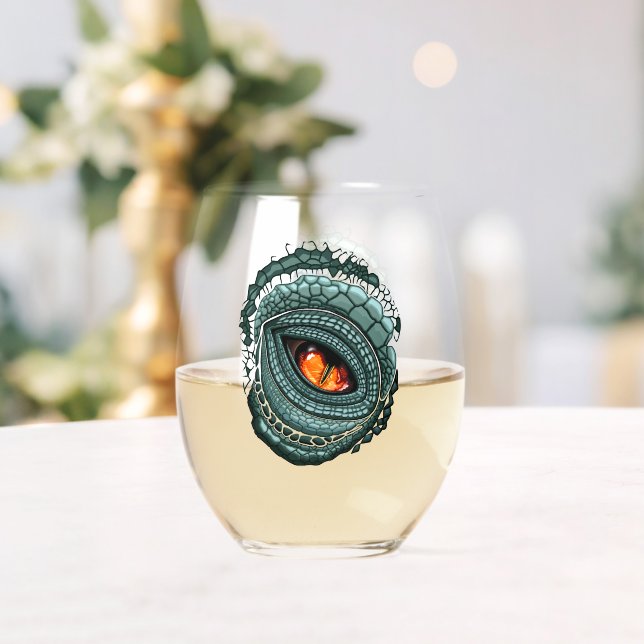 Primal Reptile Predator Eye Stemless Wine Glass (Insitu (Wedding))