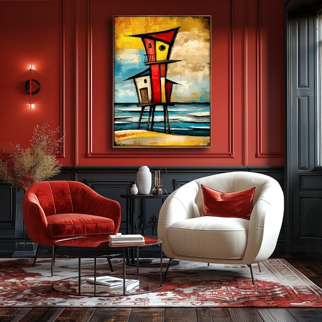 Primal Watch — Abstract Expressionist Beach Tower Poster (Creator Uploaded)