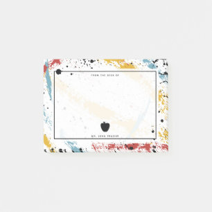 Primary Brushstrokes Abstract Art Teacher Apple Post-it Notes