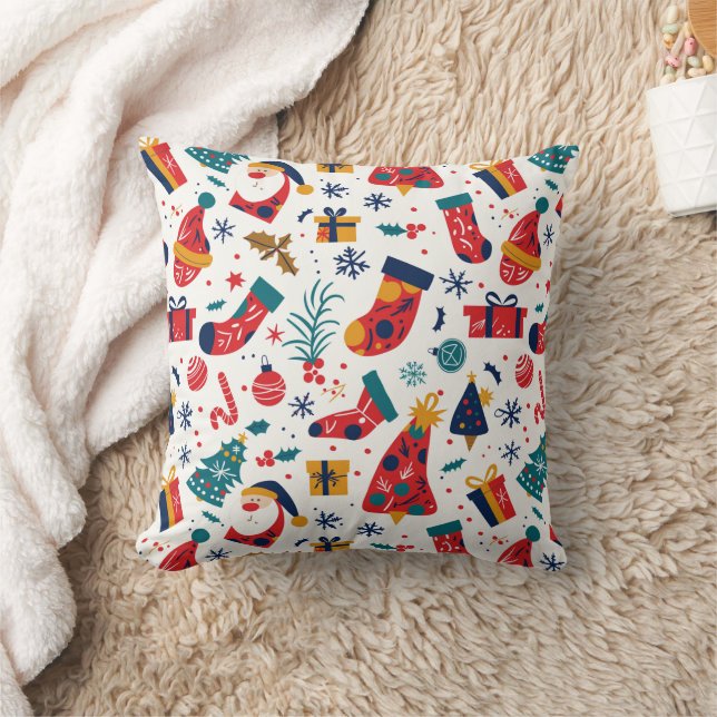 Primary Christmas Icons Pattern Cushion (Blanket)