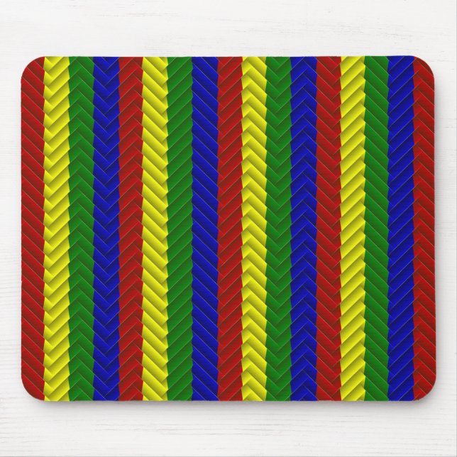 Primary Colors Herringbone Mouse Pad (Front)