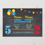 Primary Colour Birthday Girls Boys ANY AGE Invite<br><div class="desc">Primary Colour Balloons Birthday invite,  perfect for two children sharing a birthday party. Simply change the text to suit your party. Back print included.</div>