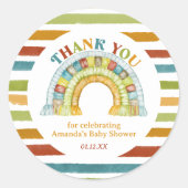 Primary Colour Boho Rainbow Thank You Classic Round Sticker (Front)