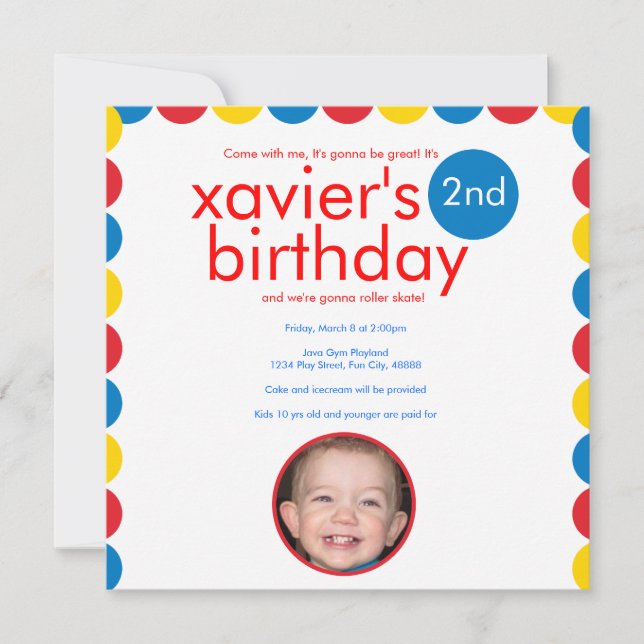 Primary Colour Circle Birthday Invite (Front)