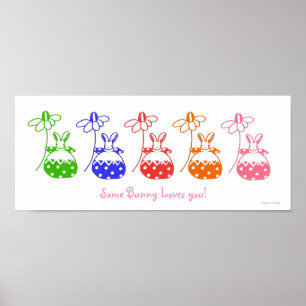Primary Colour Daisy Bunny Poster