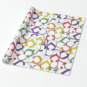 Primary Colour Flip Flop Pattern flipflops summer Wrapping Paper