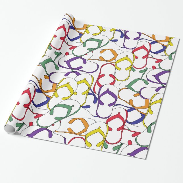 Primary Colour Flip Flop Pattern flipflops summer Wrapping Paper (Unrolled)