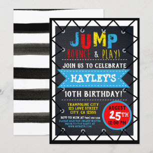 Primary Colour Jump & Play Trampoline Park Bounce Invitation