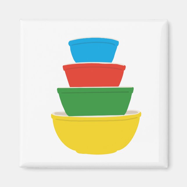 Primary Colour Pyrex Mixing Bowls Magnet | Rainbow (Front)