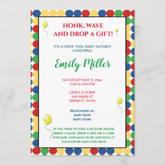 Primary colours baby shower invitation