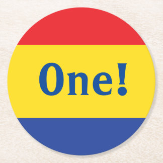 Primary Colours Birthday Party Round Paper Coaster