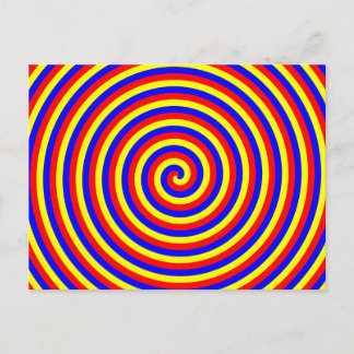 Primary Colours. Bright and Colourful Spiral. Postcard