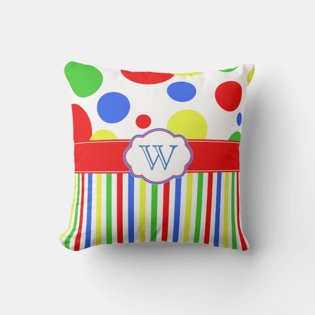 Primary Colours Bright Children's Monogram Cushion (Front)