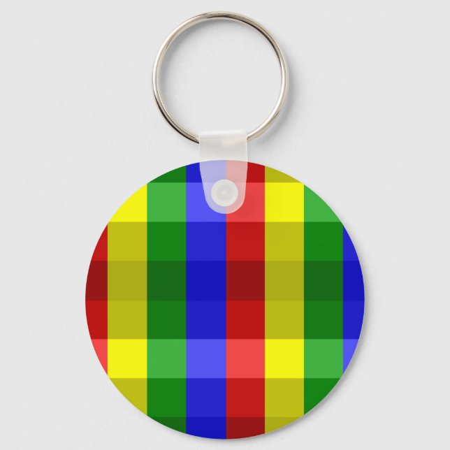 Primary Colours Checks Key Ring (Front)
