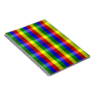 Primary Colours Checks Spiral Notebook