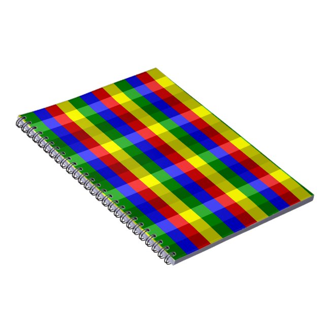 Primary Colours Checks Spiral Notebook (Right Side)