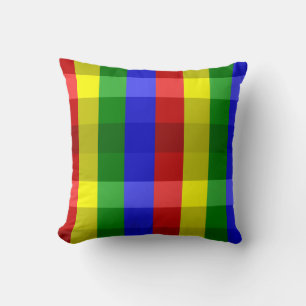 Primary Colours Checks-Sq Throw Pillow
