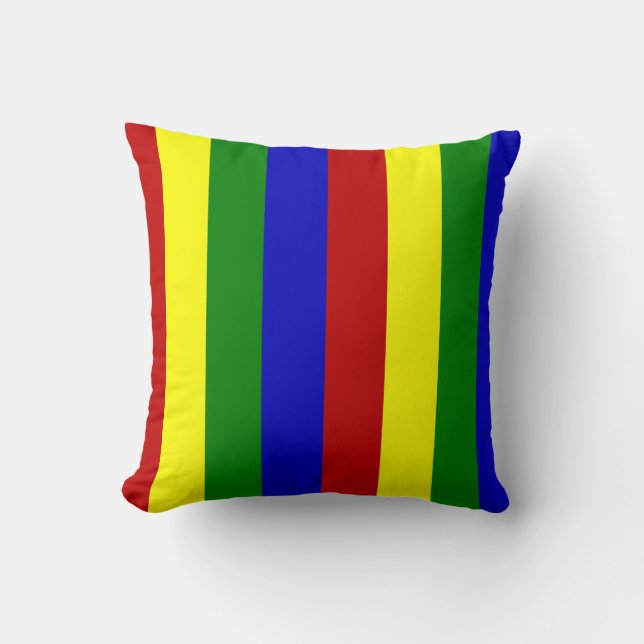 Primary Colours Fat Stripes-Sq Throw Pillow (Front)