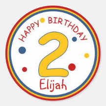 Primary Colours Happy Birthday Number 2