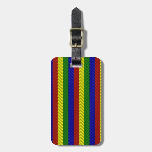 Primary Colours Herringbone Luggage Tag (Front Vertical)