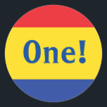 Primary Colours Kid's Birthday Party Classic Round Sticker<br><div class="desc">Red Yellow and Blue,  it's time to celebrate you!  This primary coloured 1st birthday party theme with a retro feel is perfect for celebrating your little kid boy or girl on their first birthday or any birthday!</div>